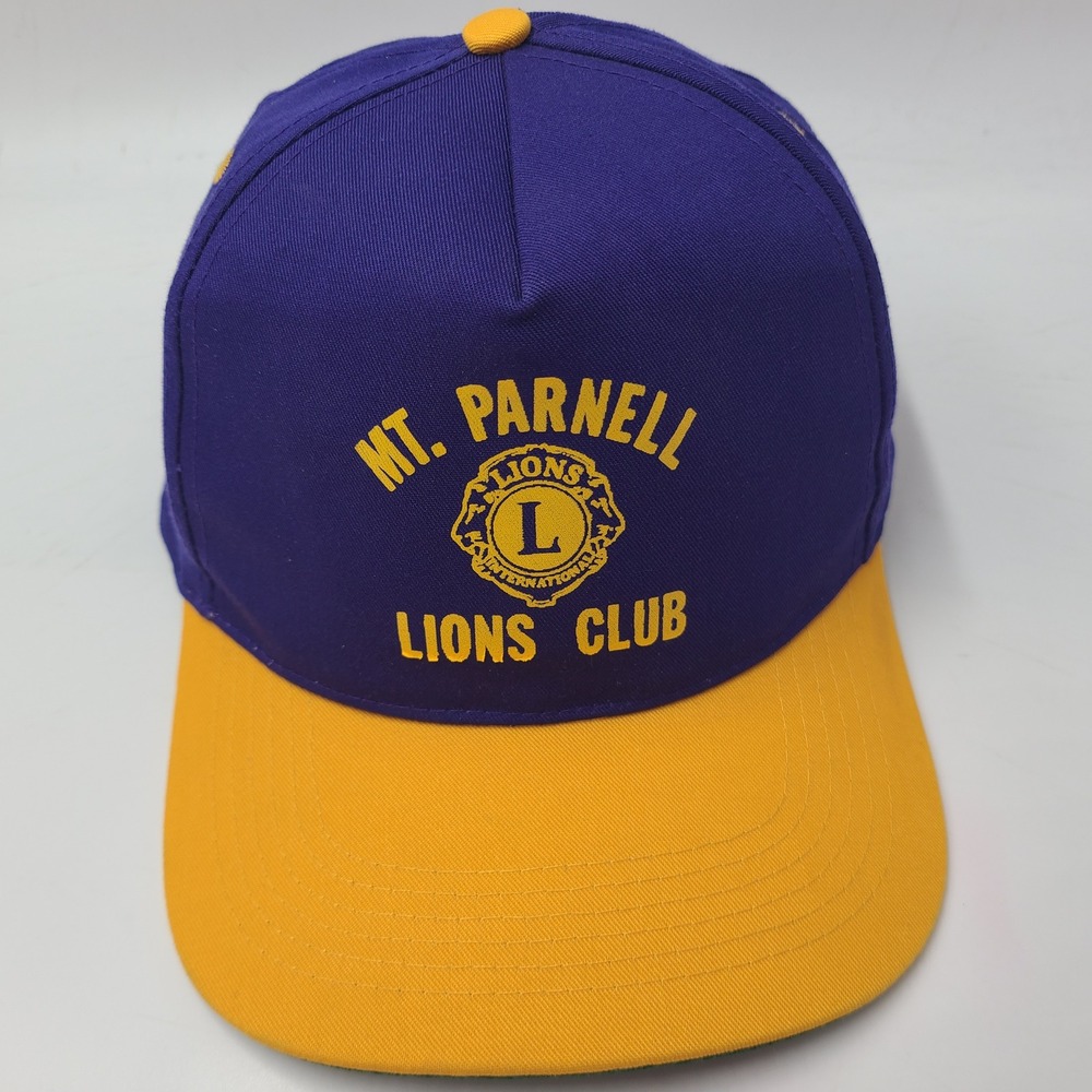 Vintage Lions Club Hat Snapback San Sun Purple Yellow Mt Parnell Pennsylvania